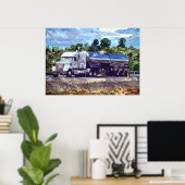 Big Rig White Petrol Tanker Driver's Art Poster (Thuiskantoor)