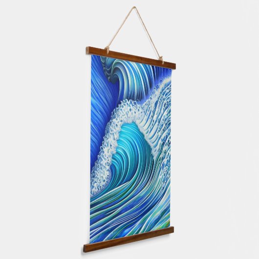 Big Ripple Blue Wave | Summer Blue Ocean Wave Hangend Wandkleed (Gebogen)