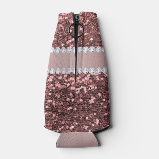 Big Roos Gold Faux Glitter en Diamonds Flesjeskoeler (Achterkant)