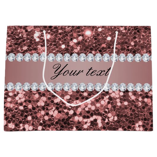 Big Roos Gold Faux Glitter en Diamonds Large Cadeautasje (Voorkant)