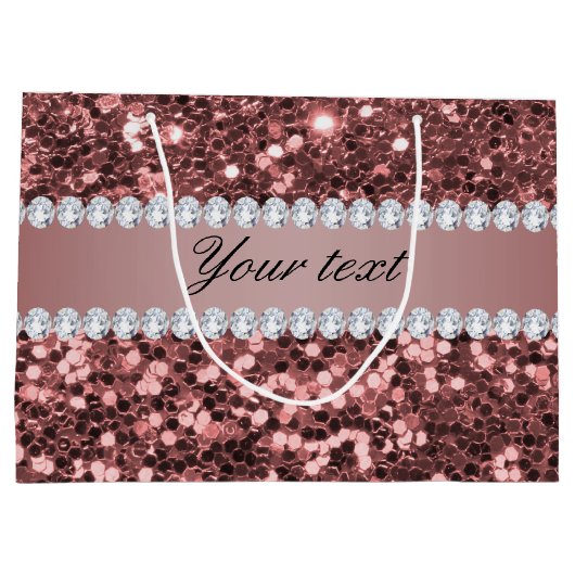 Big Roos Gold Faux Glitter en Diamonds Large Cadeautasje (Achterkant)