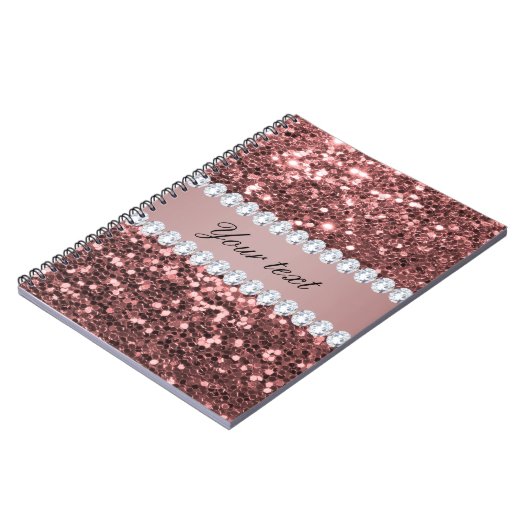 Big Roos Gold Faux Glitter en Diamonds Notitieboek (Linkerzijde)