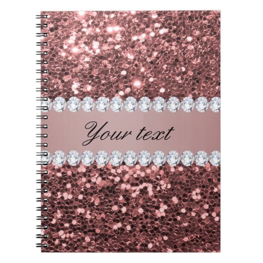 Big Roos Gold Faux Glitter en Diamonds Notitieboek (Voorkant)