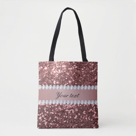 Big Roos Gold Faux Glitter en Diamonds Tote Bag (Voorkant)