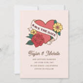 Big Roos Tattoo Art Invitation Kaart (Voorkant)