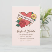 Big Roos Tattoo Art Invitation Kaart (Staand voorkant)