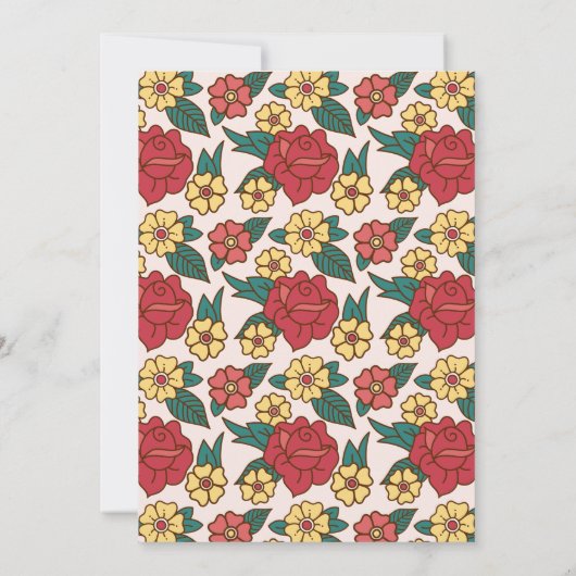 Big Roos Tattoo Art Invitation Kaart (Achterkant)