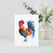 Big Rooster Waterverf Briefkaart (Staand voorkant)