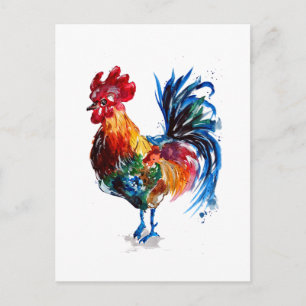 Big Rooster Waterverf Briefkaart