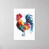 Big Rooster Waterverf Canvas Afdruk (Voorkant)