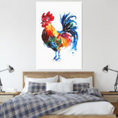 Big Rooster Waterverf Canvas Afdruk (Insitu (Slaapkamer))