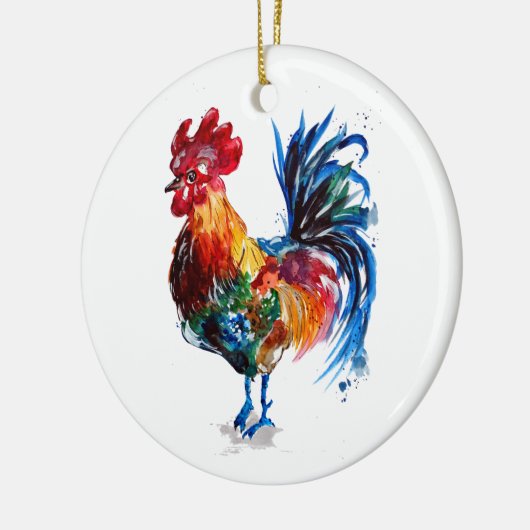 Big Rooster Waterverf Keramisch Ornament (Links)