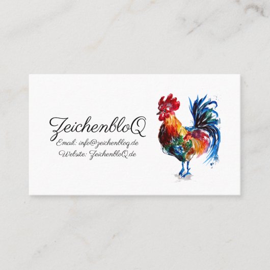 Big Rooster Waterverf Visitekaartje (Voorkant)