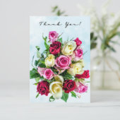 Big Rose Bouquet op Blue Splash Background Bedankkaart (Staand voorkant)