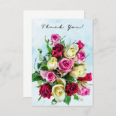 Big Rose Bouquet op Blue Splash Background Bedankkaart (Voorkant / Achterkant)