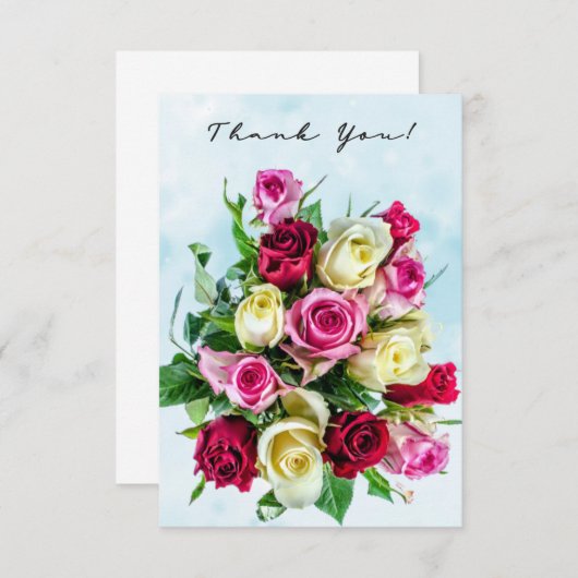 Big Rose Bouquet op Blue Splash Background Bedankkaart (Voorkant / Achterkant)