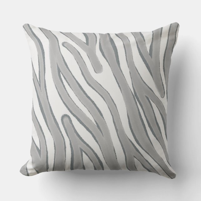 Big Rough Light Grey Zebra Stripe Two Tone Kussen (Voorkant)