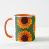 Big Rustic Oranje Sunflower Pattern Floral Mok (Links)