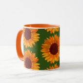 Big Rustic Oranje Sunflower Pattern Floral Mok (Voorkant links)