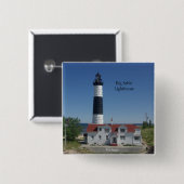 Big Sable Lighthouse-knop Vierkante Button 5,1 Cm (Voorkant /achterkant)
