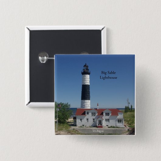 Big Sable Lighthouse-knop Vierkante Button 5,1 Cm (Voorkant /achterkant)