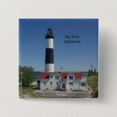 Big Sable Lighthouse-knop Vierkante Button 5,1 Cm (Voorkant)