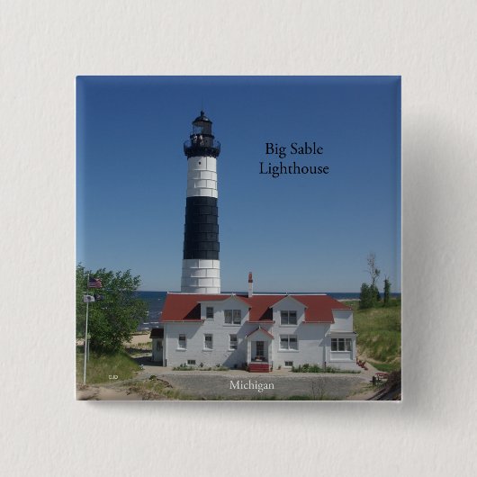 Big Sable Lighthouse-knop Vierkante Button 5,1 Cm (Voorkant)
