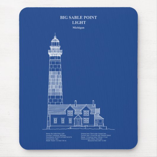 Big Sable Point Lighthouse - Michigan – AD Muismat (Voorkant)