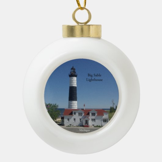 Big Sable Point Lighthouse-versiering Keramische Bal Ornament (Voorkant)