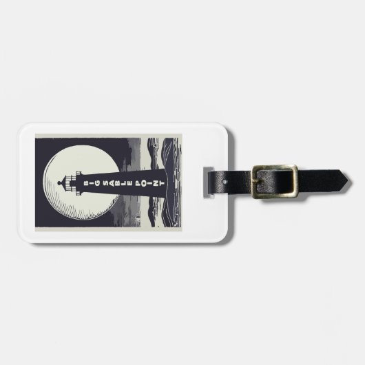 Big Sable Point Michigan Lighthouse Moon Bagagelabel (Voorkant horizontaal)