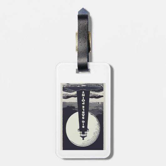 Big Sable Point Michigan Lighthouse Moon Bagagelabel (Achterkant verticaal)