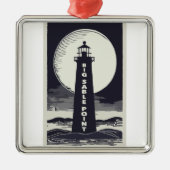 Big Sable Point Michigan Lighthouse Moon Metalen Ornament (Voorkant)