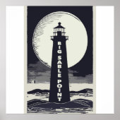 Big Sable Point Michigan Lighthouse Moon Poster (Voorkant)
