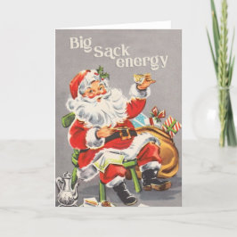 Big Sack Energy - grappige kerstkaart met vintage Feestdagen Kaart