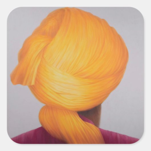 Big Saffron Turban Vierkante Sticker (Voorkant)