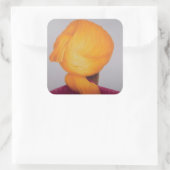 Big Saffron Turban Vierkante Sticker (Tas)