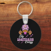 Big Sagittarius Energy Afro Girl With Purple Camou Sleutelhanger (Voorkant)