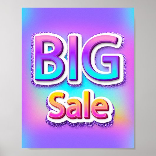 Big Sale Script End of Season Holografen Roze Poster (Voorkant)