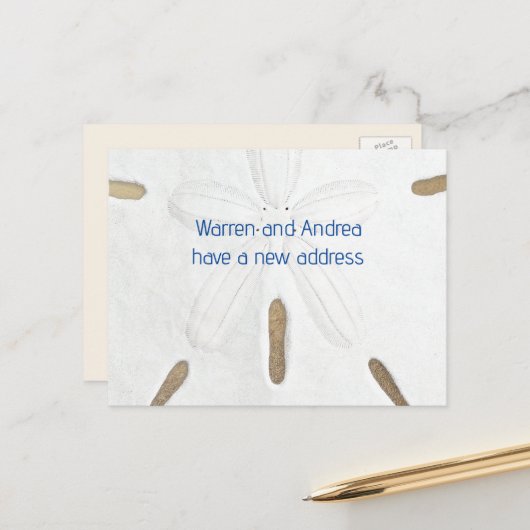 Big Sand Dollar die naar het strand Briefkaart gaa (Voorkant / Achterkant in situ)