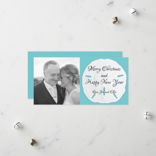 Big Sand Dollar Long Photo Kerstman Kaart (Voorkant / Achterkant in situ)