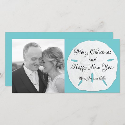 Big Sand Dollar Long Photo Kerstman Kaart (Voorkant / Achterkant)