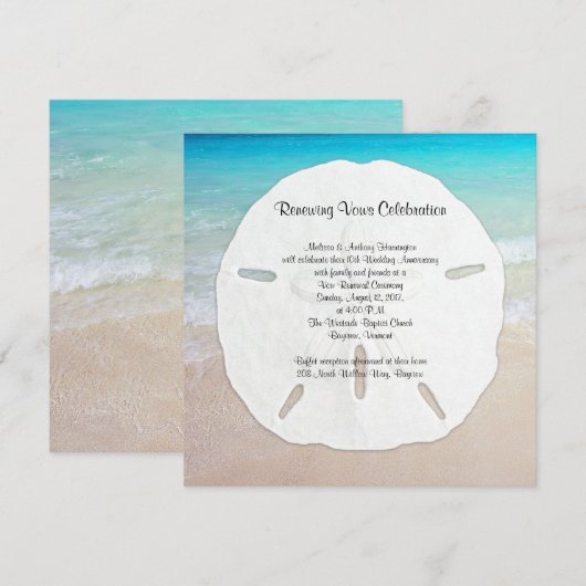 Big Sand Dollar Seaside Vow Renewal Kaart (Voorkant / Achterkant)
