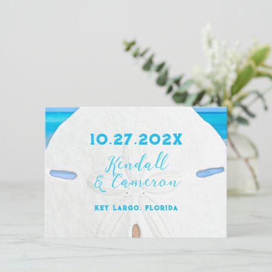 Big Sand Dollar Simple Save the Date Cards Kaart (Staand voorkant)