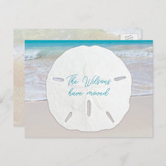 Big Sand Dollar Tropical New Address Briefkaarten (Voorkant / Achterkant)