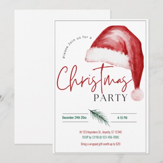 Big Santa Hat Kerstfeest Kaart (Voorkant / Achterkant)