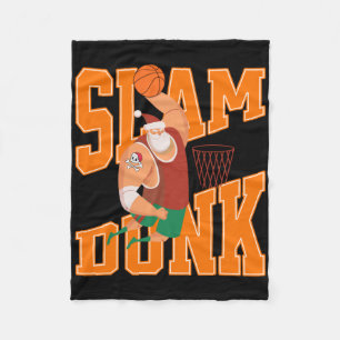 Big Santa Slam Dunk Basketbal Kerstmis Fleece Deken