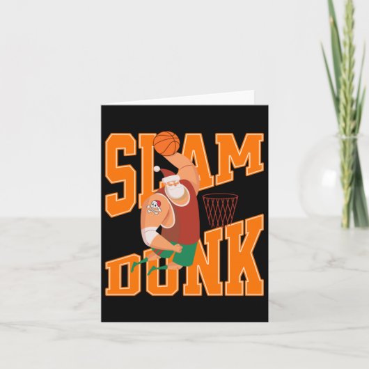 Big Santa Slam Dunk Basketbal Kerstmis Kaart (Voorkant)