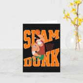 Big Santa Slam Dunk Basketbal Kerstmis Kaart (Gele Bloem)