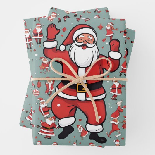 Big Santa Wrapping Paper Flat Sheet Set van 3 (In situ)