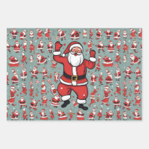 Big Santa Wrapping Paper Flat Sheet Set van 3
